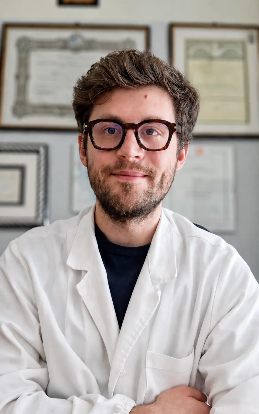 Dr. Giorgio Economopoulos, infettivologo, nello studio di Collecchio (Parma)